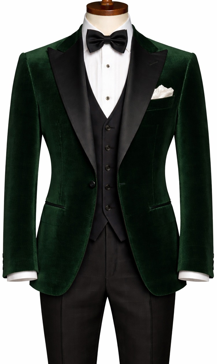Forest Green Velvet Blazer Set
