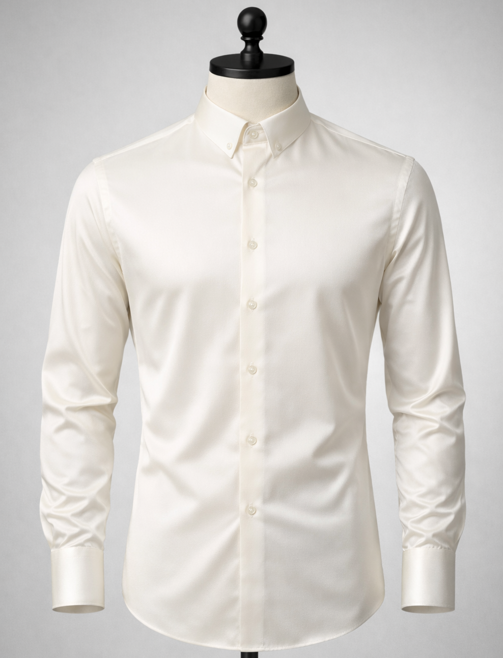 Ivory Silk Blend Dress Shirt