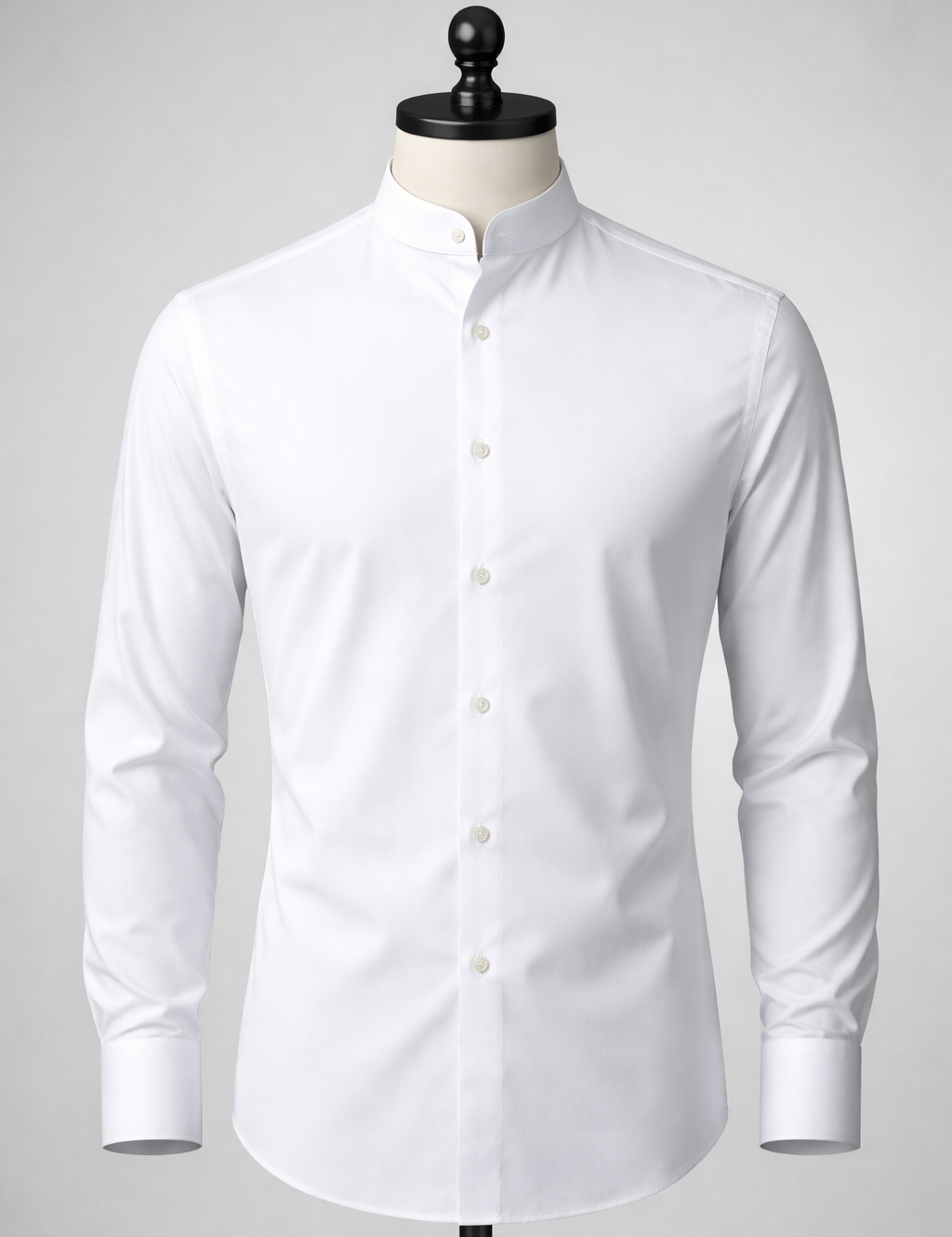 White Nehru Collar Dress Shirt